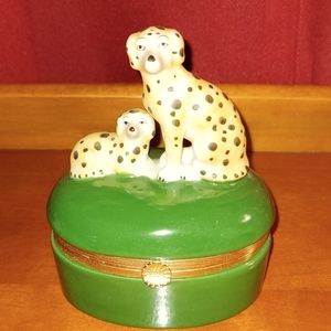 Vintage Dalmatian Porcelain Trinket Box